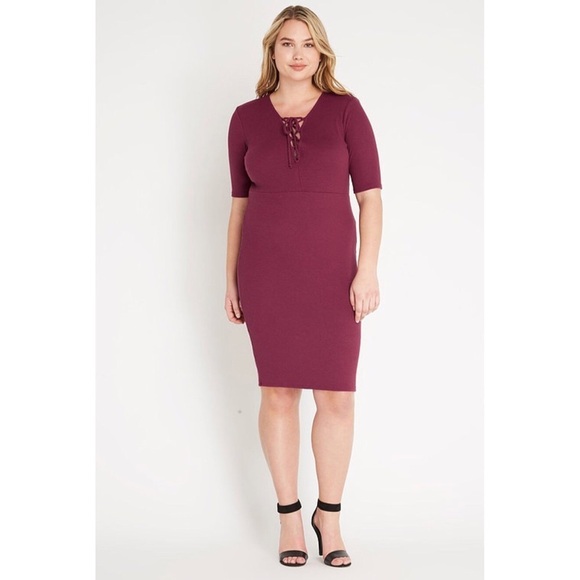 Curvy Collection Ribbed Bodycon Midi Dress - Picture 2 of 5